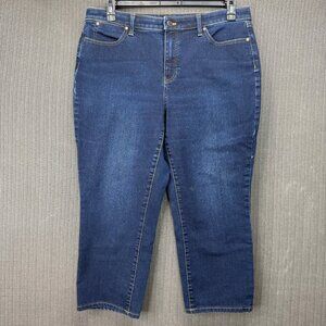 Talbots Flawless Womans Size 14P Blue Curvy Slim Ankle Capri Jeans